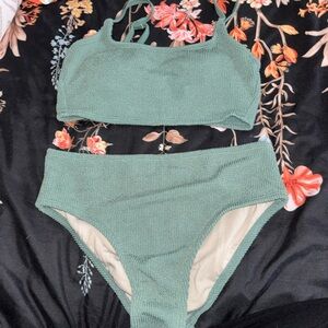 Kona Sol Mint Textured Bikini Set